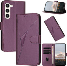 for Samsung Galaxy S23 Case Novel Triangle Embossing Multiple Card Slots Flip Cover Magnetic Wallet Clasp RFID Function Leather Stand Shockproof and Drop-Proof