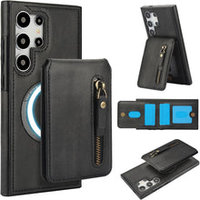 for Samsung Galaxy S24 Case with 2-in-1 Detachable Magnetic Wallet 4 Card Slots and 1 Zipper Bag Compatible MagSafe and RFID Blocking Stand Wireless Charging