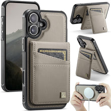 for iPhone 16 2 in 1 Detachable Card Holder Wallet Case Strong Magnetic Leather Card Holder RFID Blacking Case for iPhone 16 Pink