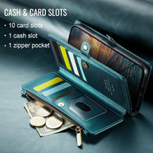 Defencase Compatible with iPhone 17 Pro Case Wallet with RFID Blocking Card Holder for Women and Men, PU Leather Magnetic Snap Flip Zipper Strap Wallet Phone Case for iPhone 17 Pro 6.3