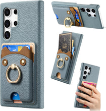 for Samsung Galaxy S23 Plus Case Lychee Leather Card Slot Equipped with Finger Ring Easy to Carry Calf Card Holder Cute Style Shockproof and Drop-Proof