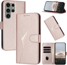 for Samsung Galaxy S23 Case Novel Triangle Embossing Multiple Card Slots Flip Cover Magnetic Wallet Clasp RFID Function Leather Stand Shockproof and Drop-Proof