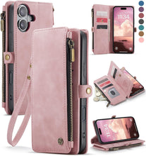 Defencase Compatible with iPhone 17 Case Wallet with RFID Blocking Card Holder for Women and Men, Fashion PU Leather Magnetic Snap Flip Zipper Strap Wallet Phone Case for iPhone 17 6.3