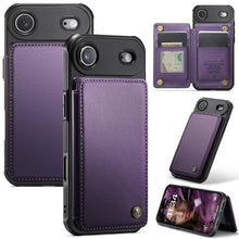 for iPhone 17 Wallet Case with RFID Blocking and 4 Credit Card Holder, Premium Durable Slim Leather Magnetic Clasp Kickstand Heavy Duty Shockproof Protective Cover.- Purple
