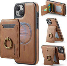 for iPhone 15 Pro Case 2 in 1 Detachable Card Bag Wallet Case Durable Leather Wallets Magnetic Card Holder 4 Card Slots 1 Small Cash Holder RFID Blocking