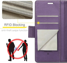 for Samsung Galaxy S25 Ultra Wallet Case, RFID Blocking with Kickstand 3 Credit Card Slot and Cash Slot Magnetic Closure Wireless Charging Slim PU Leather Protective Cover - Purple