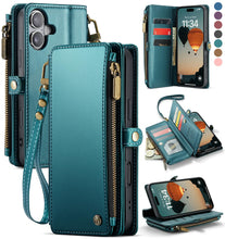 Defencase Compatible with iPhone 17 Case Wallet with RFID Blocking Card Holder for Women and Men, Fashion PU Leather Magnetic Snap Flip Zipper Strap Wallet Phone Case for iPhone 17 6.3