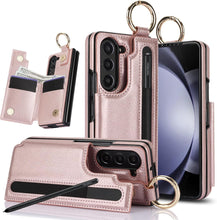 for Samsung Galaxy Z Fold 6 Wallet Case with Ring and Credit Card Holder, Cash Slot, Luxurious Diamond Leather Magnetic Clasp Kickstand Heavy Duty Protective Cover.(Green)