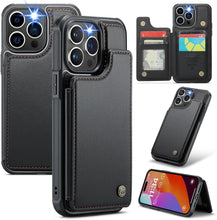 for iPhone 16 Pro Max Case with RFID Blocking and 5 Credit Card Holder, Premium Durable Slim Leather Magnetic Clasp Kickstand Heavy Duty Shockproof Protective Cover.- Black