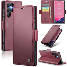 for Samsung Galaxy S25 Ultra Wallet Case, RFID Blocking with Kickstand 3 Credit Card Slot and Cash Slot Magnetic Closure Wireless Charging Slim PU Leather Protective Cover - Purple