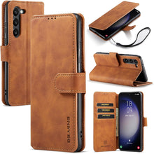 for Samsung Galaxy S23 Wallet Case with 3 Card Holders and 1 Bills Compartment Magnetic Clasp Flip Cover RFID Blocking Stylish Retro Leather Design