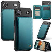 for iPhone 17 Wallet Case with RFID Blocking and 4 Credit Card Holder, Premium Durable Slim Leather Magnetic Clasp Kickstand Heavy Duty Shockproof Protective Cover.- Purple