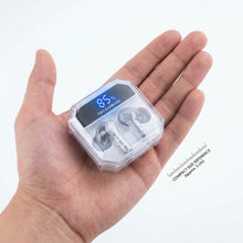Transparent Crystal TWS Earbuds - Size reference in palm