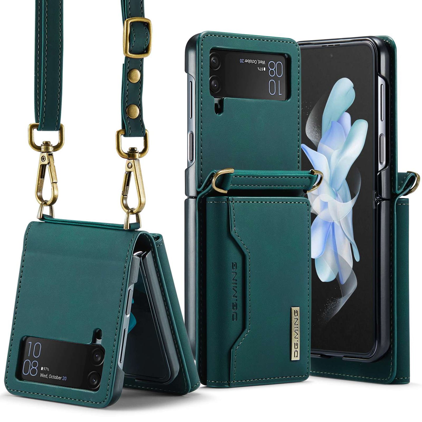 Z Flip 4/3 Case with Card Slots & Strap