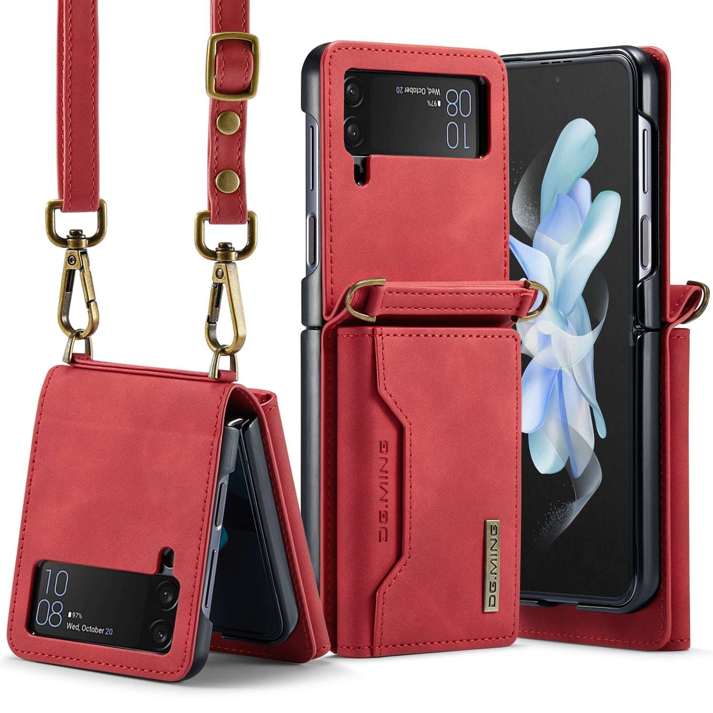 Z Flip 4/3 Case with Card Slots & Strap