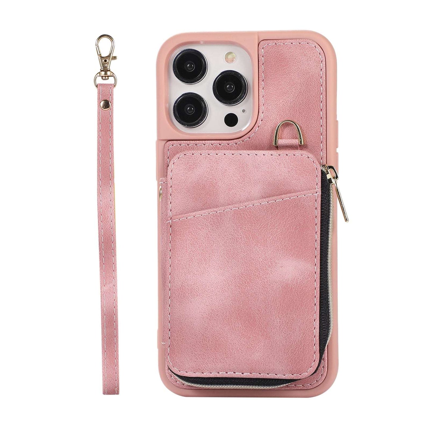 Zipper Wallet Case with Strap, for iPhone 14 13