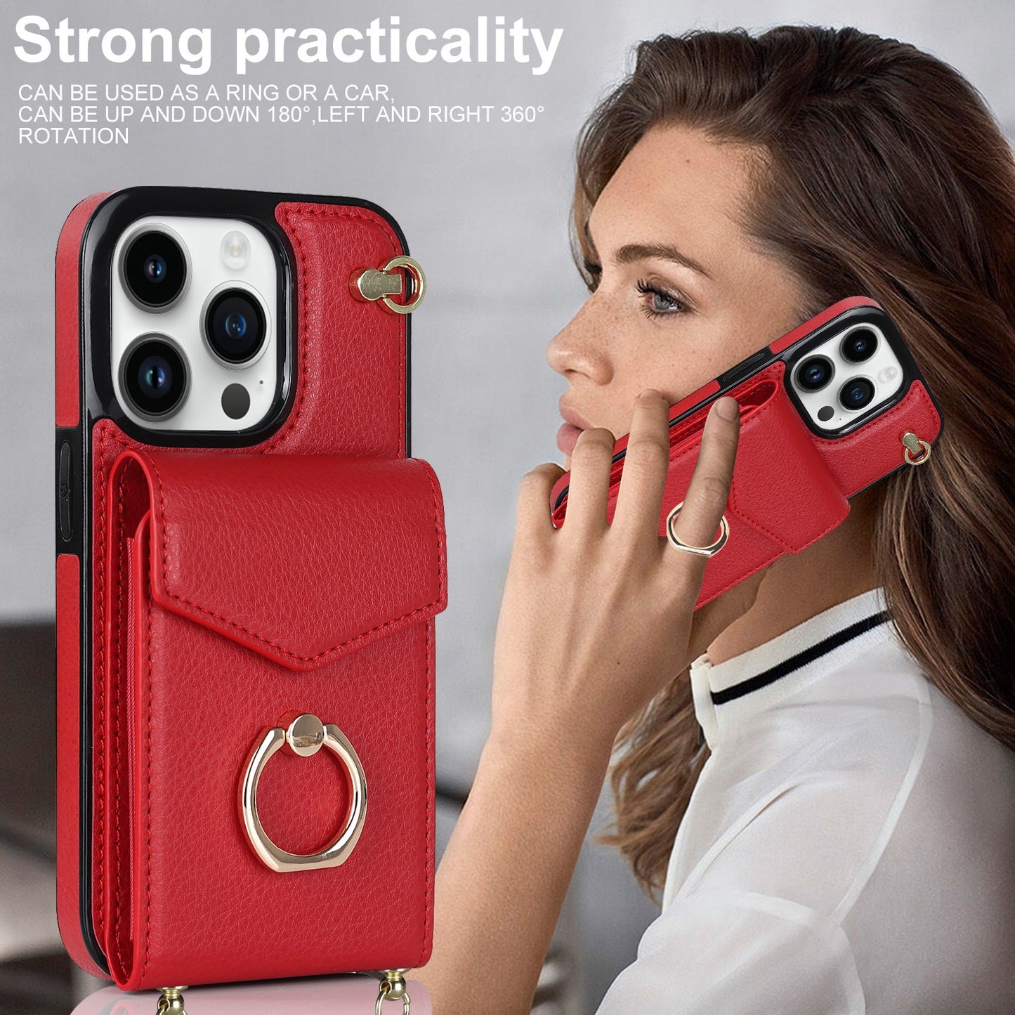 Multi-function Ring Wallet Phone Case with Stand for iphone 14 13 12 11