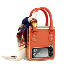 Galaxy Z Flip 4 Case with Elegant Ribbon Scarf and PU Protector