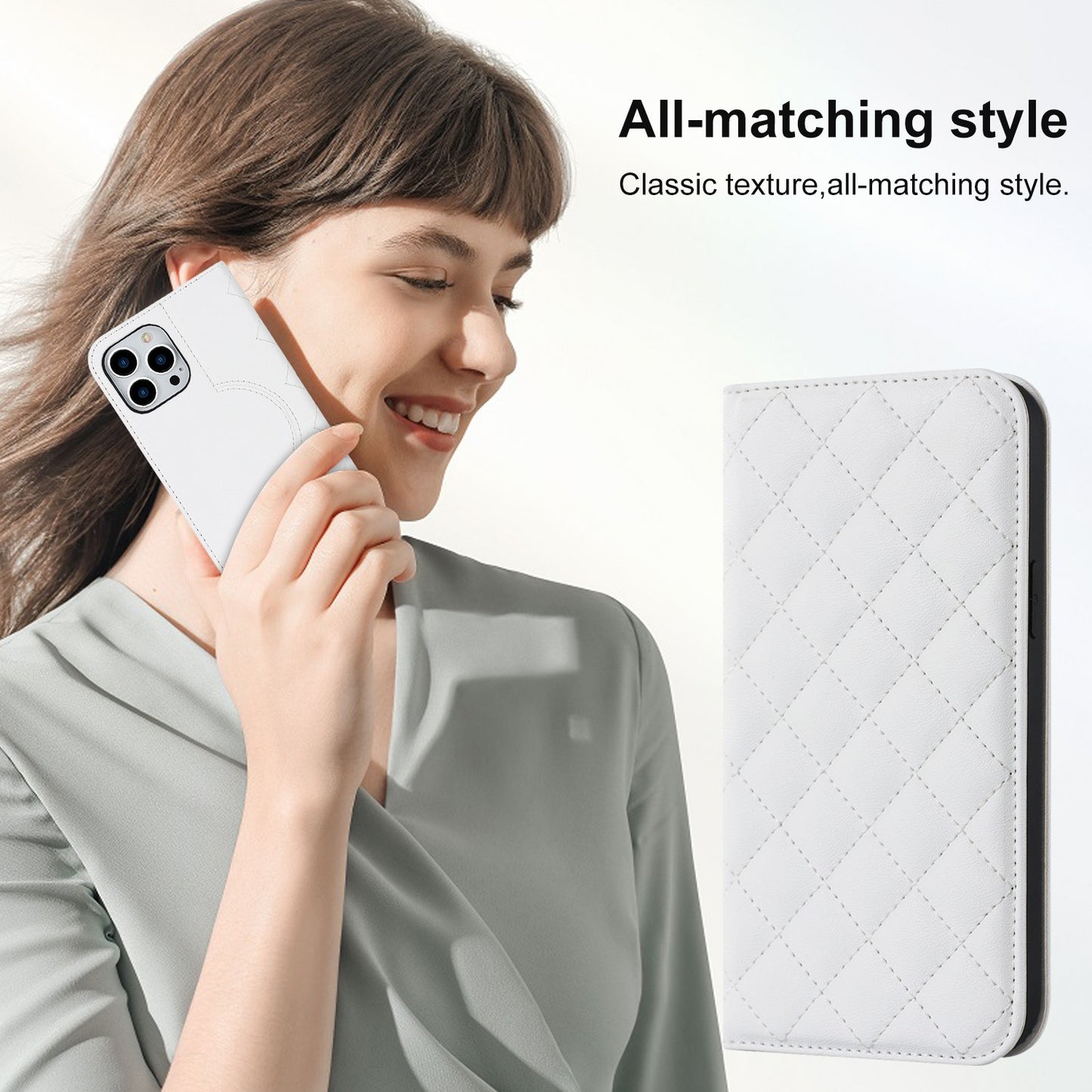 Fashion Diamond Grid Card Holder Phone Case for iphone 14 13 12 11