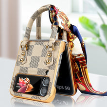 Galaxy Z Flip 4 Case with Elegant Ribbon Scarf and PU Protector