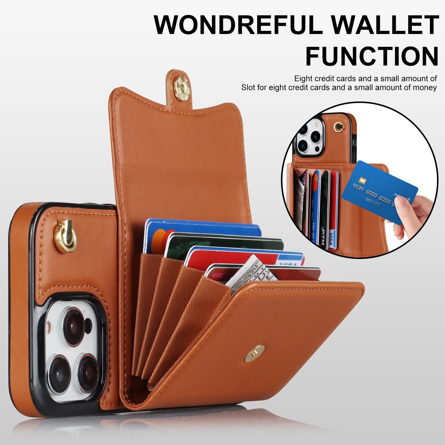 Multi-functional wallet stand phone case for iphone 14 13 12 11