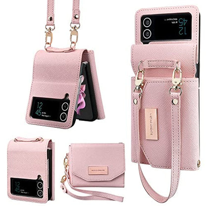 Samsung Galaxy Z Flip Case, luxury wallet phone case with hinge part protector