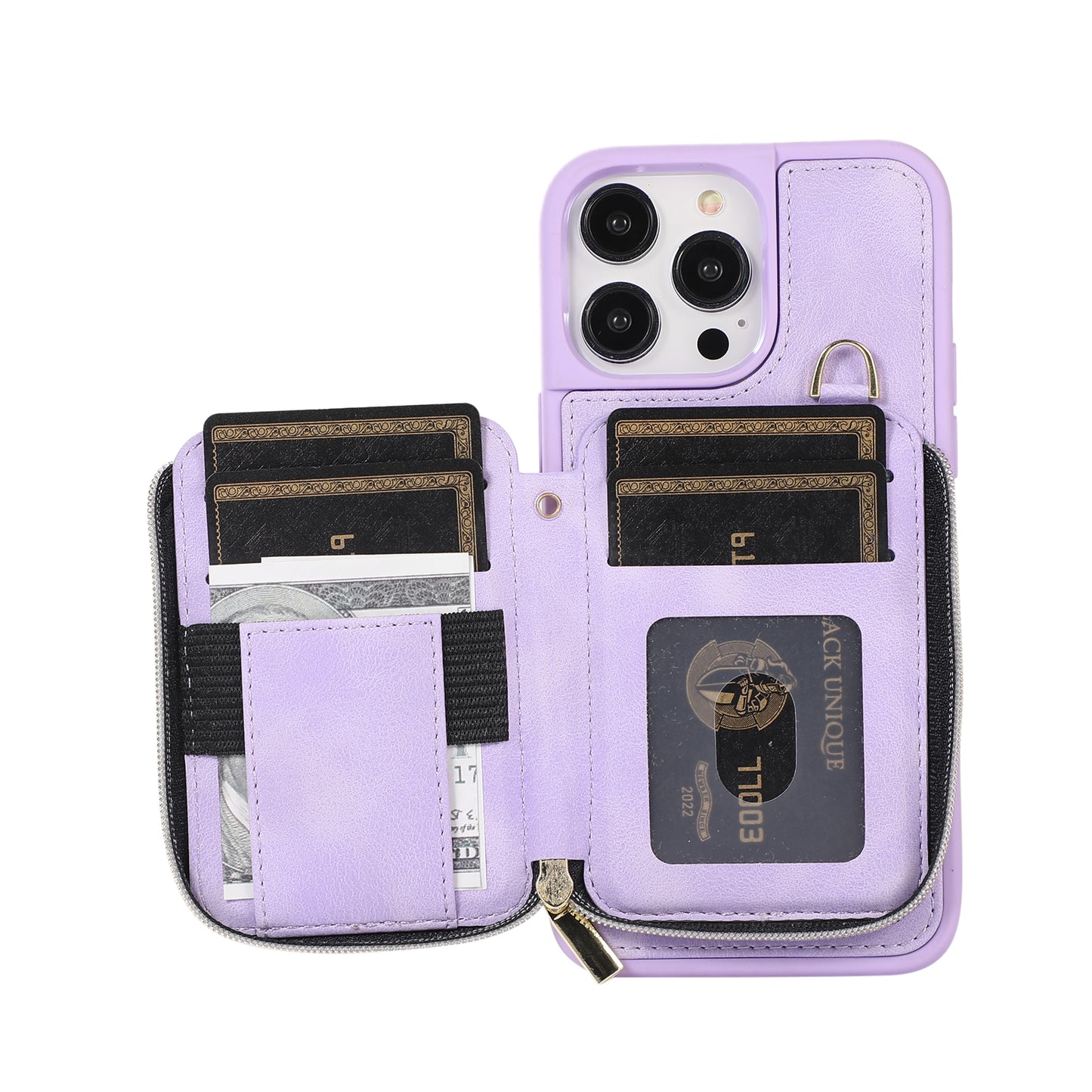 Zipper Wallet iPhone Case with Strap