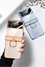 Plating Galaxy Z Flip Case with Luxury Ring, hing part and lens protector