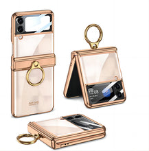 Plating Galaxy Z Flip Case with Luxury Ring, hing part and lens protector