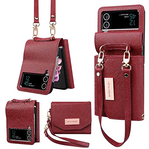 Samsung Galaxy Z Flip Case, luxury wallet phone case with hinge part protector