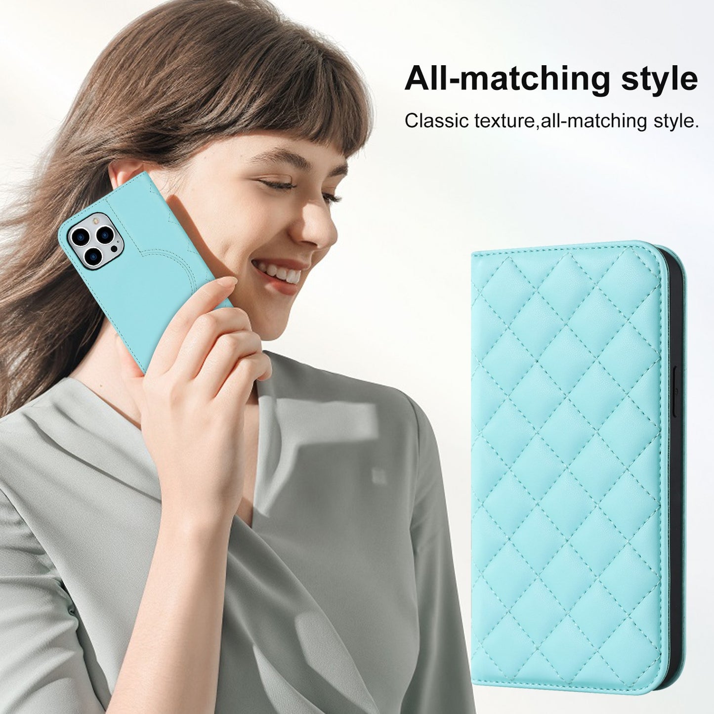 Fashion Diamond Grid Card Holder Phone Case for iphone 14 13 12 11