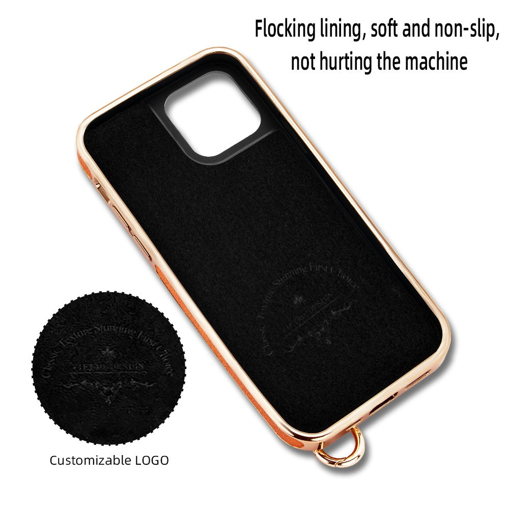 Plating iPhone 14 Pro Case, with Wristband, for iPhone 14 13 12 11 Pro Max