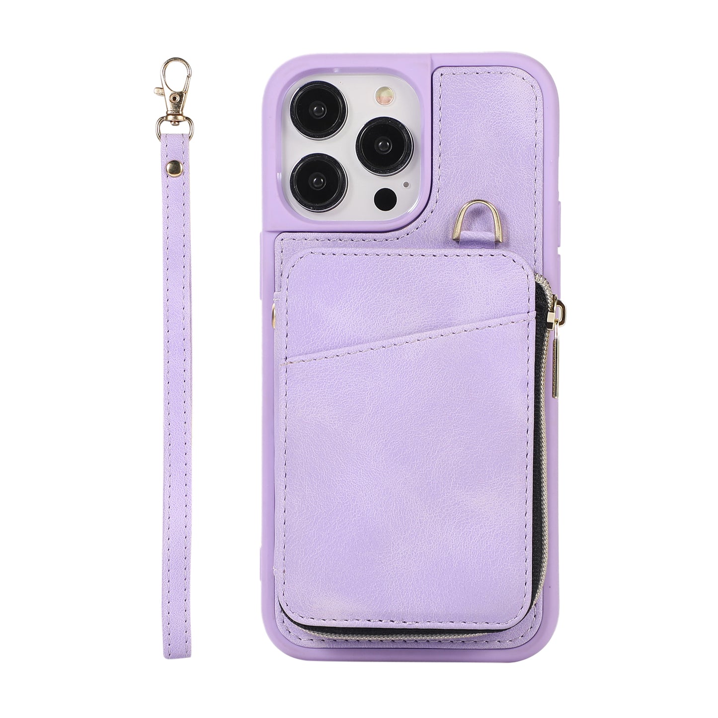 Zipper Wallet iPhone Case with Strap