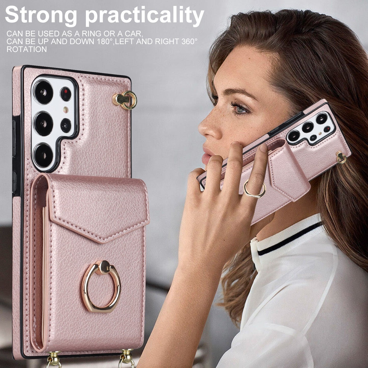 Ring wallet stand phone case for Samsung 23 22 21 20