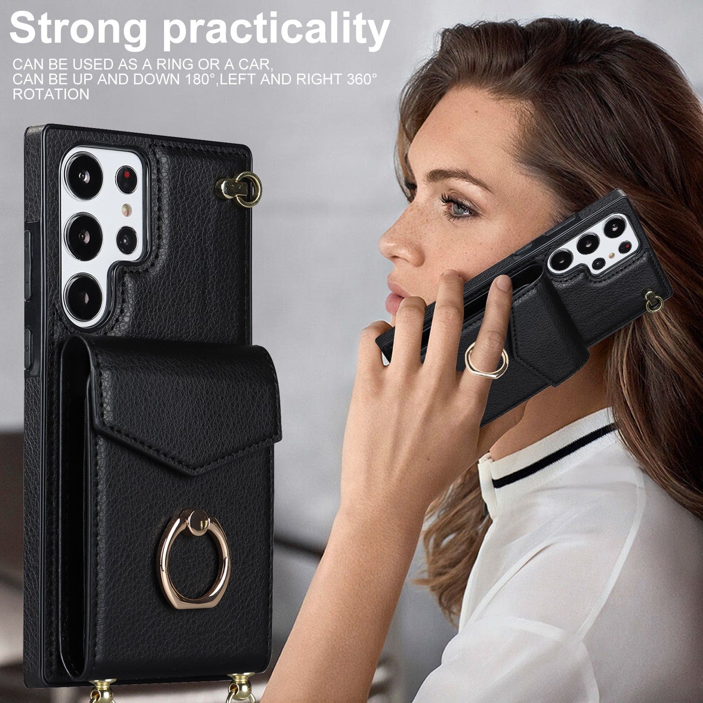 Ring wallet stand phone case for Samsung 23 22 21 20