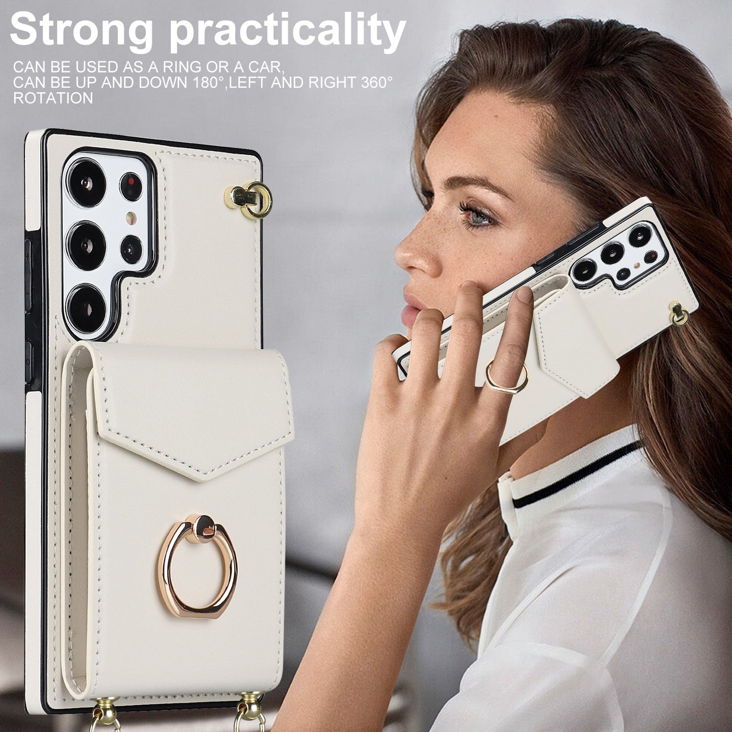 Ring wallet stand phone case for Samsung 23 22 21 20