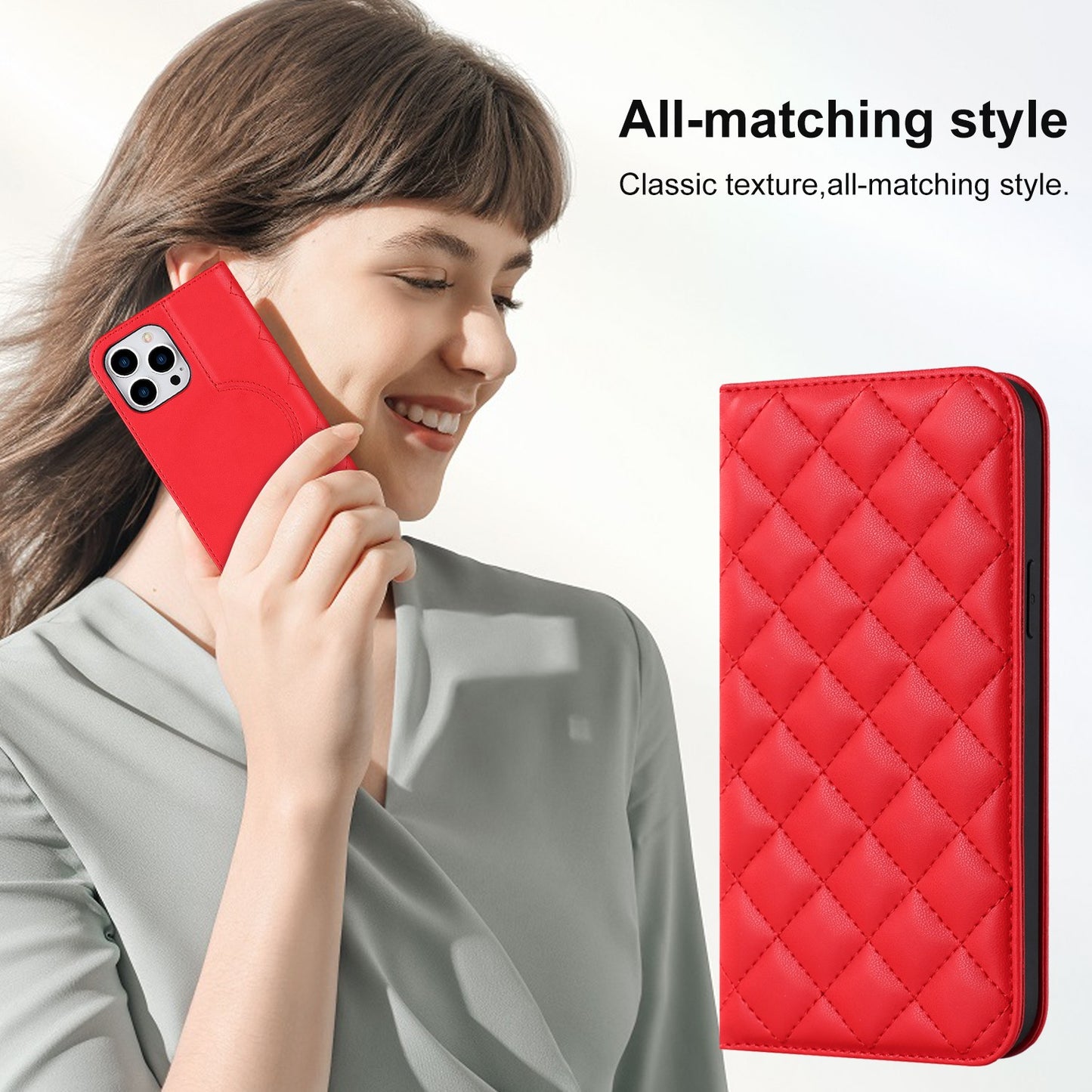 Fashion Diamond Grid Card Holder Phone Case for iphone 14 13 12 11