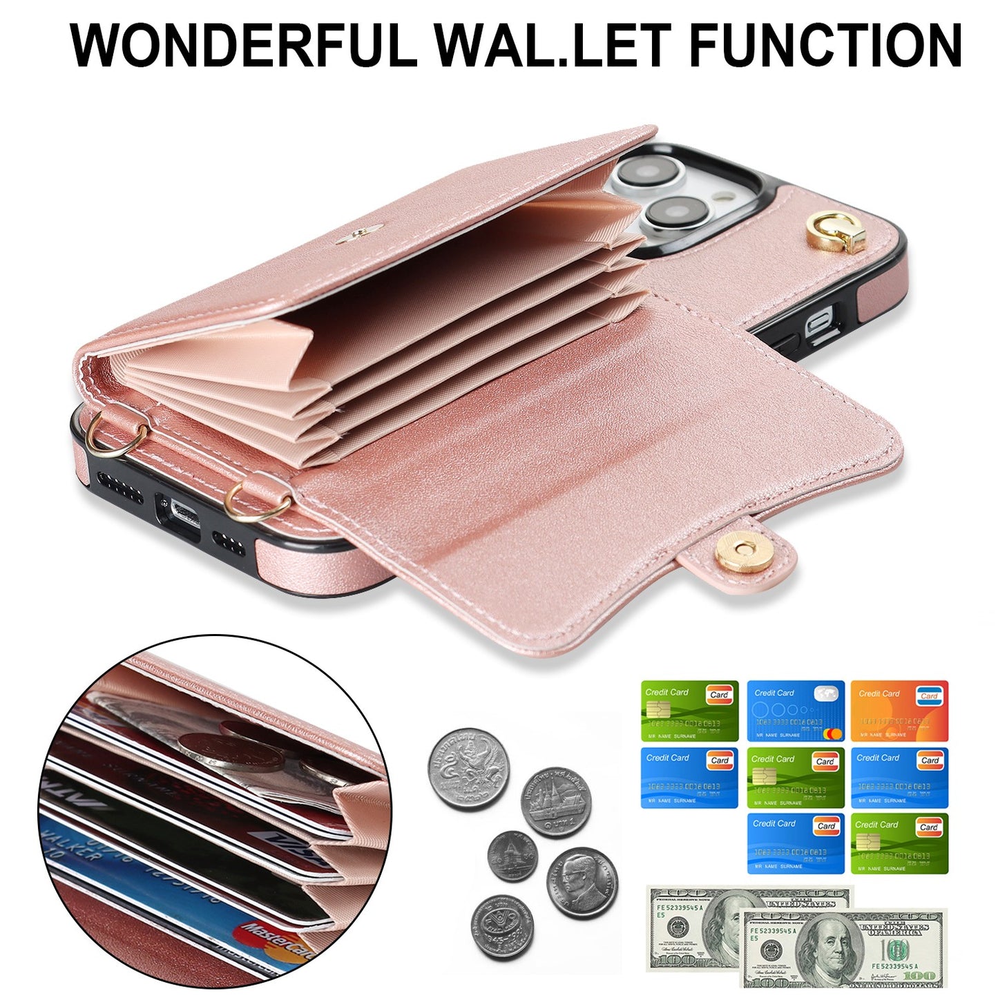 Multi-functional wallet stand phone case for iphone 14 13 12 11