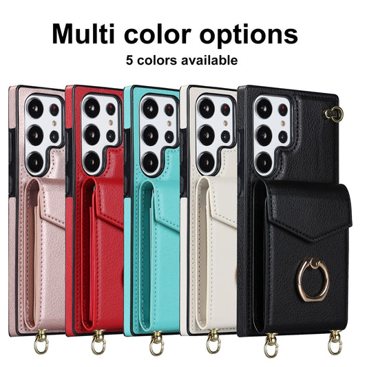 Ring wallet stand phone case for Samsung 23 22 21 20