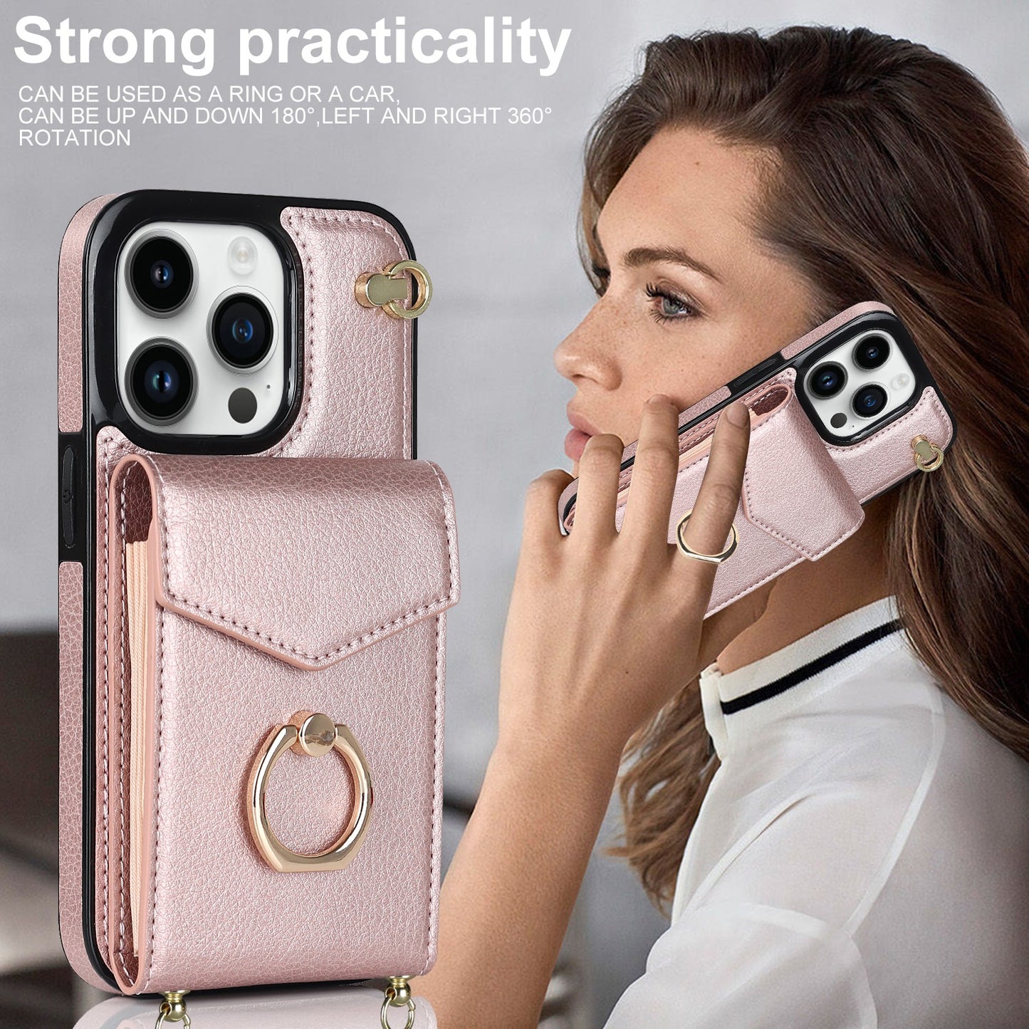 Multi-function Ring Wallet Phone Case with Stand for iphone 14 13 12 11