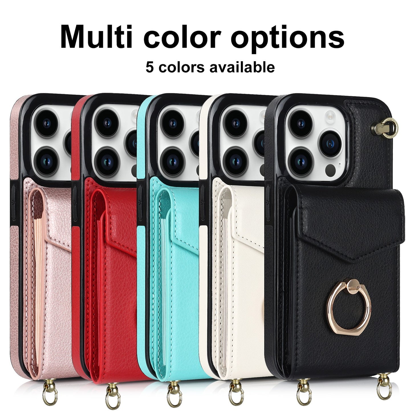 Multi-function Ring Wallet Phone Case with Stand for iphone 14 13 12 11