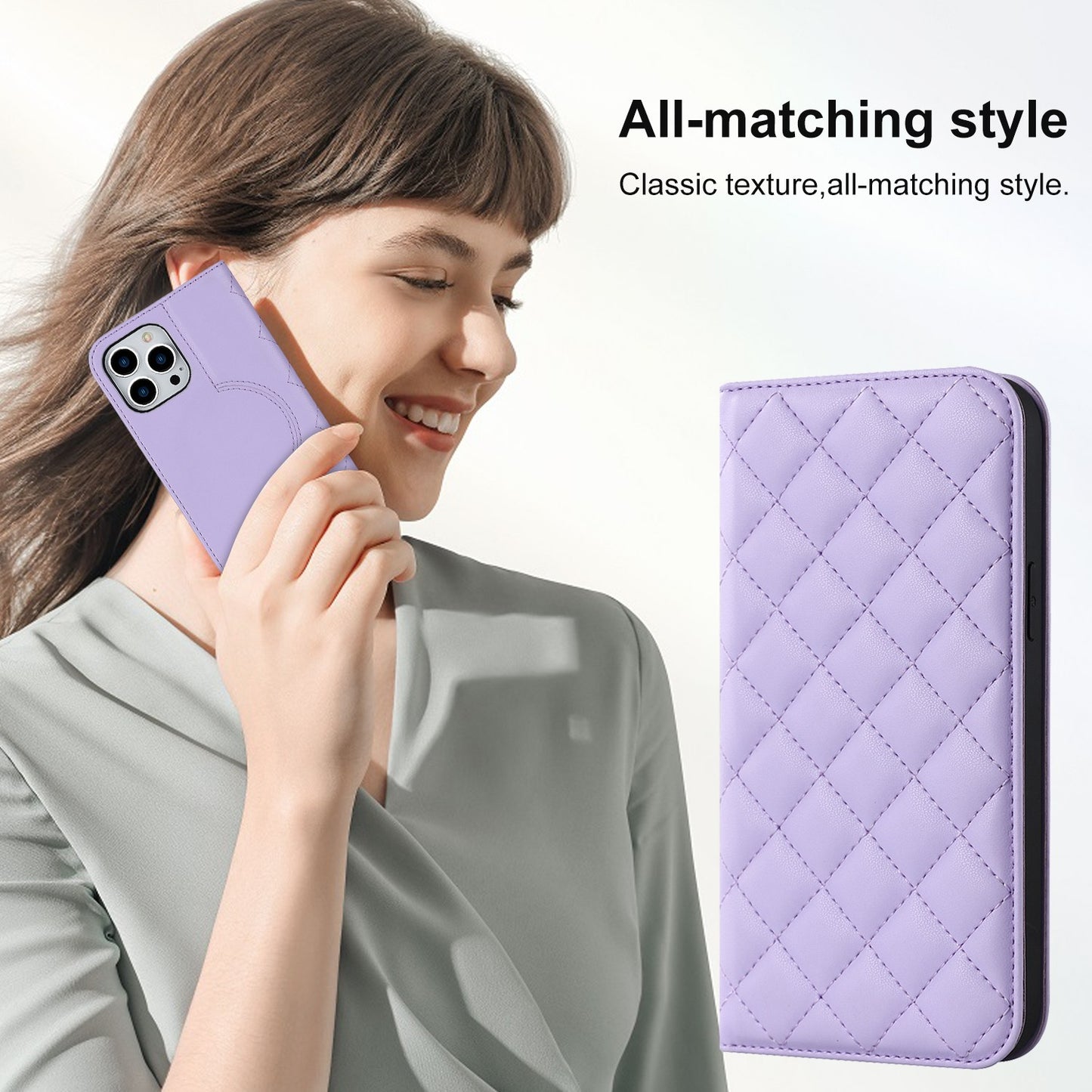 Fashion Diamond Grid Card Holder Phone Case for iphone 14 13 12 11