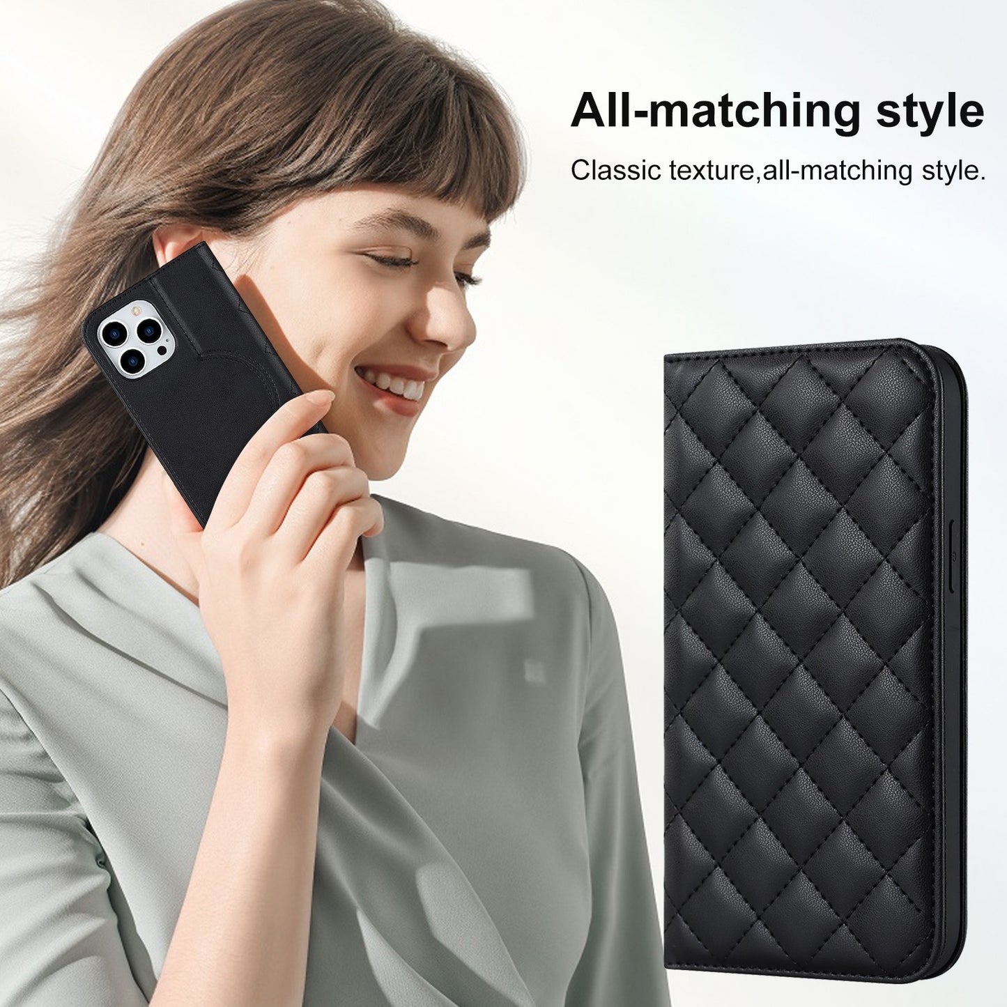 Fashion Diamond Grid Card Holder Phone Case for iphone 14 13 12 11