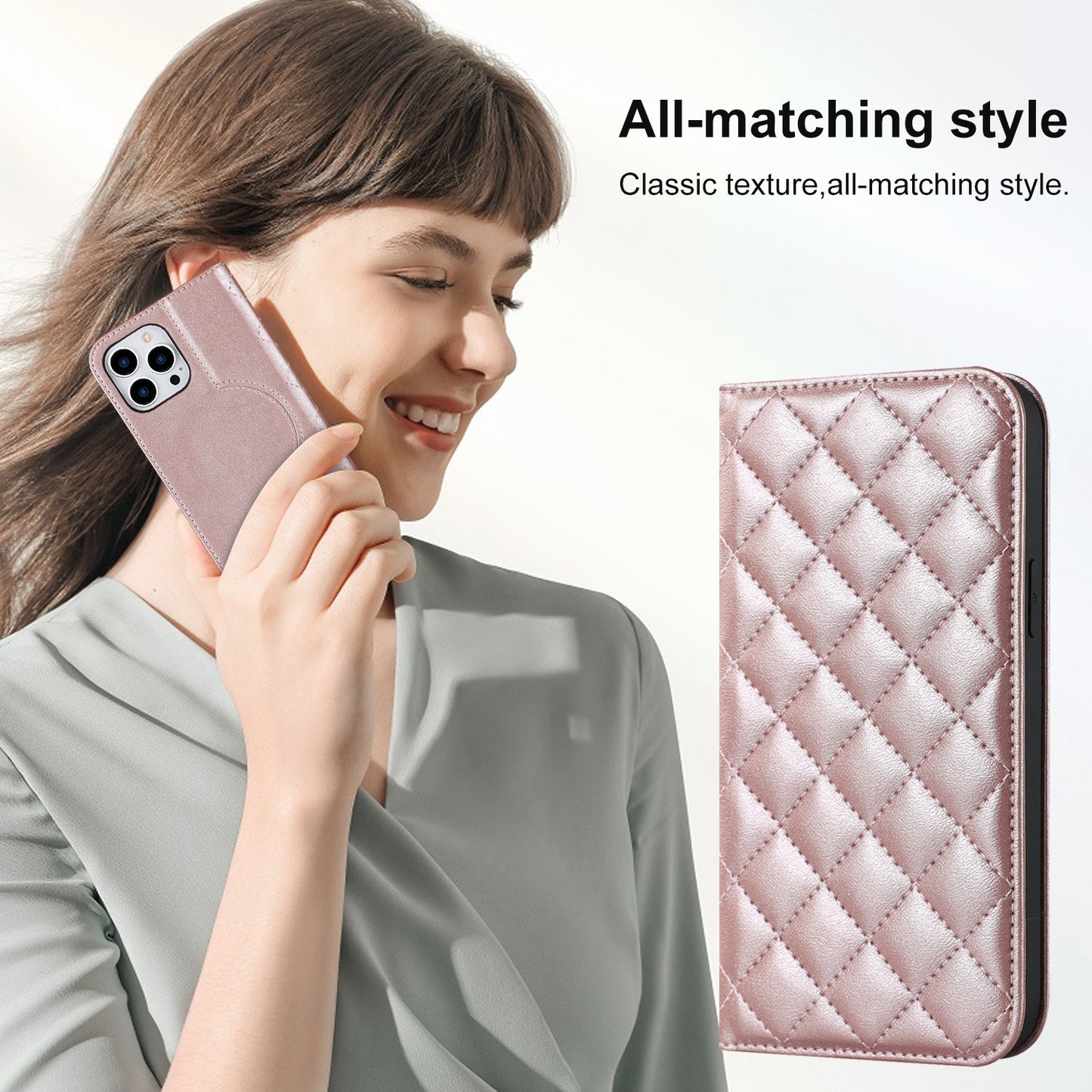 Fashion Diamond Grid Card Holder Phone Case for iphone 14 13 12 11