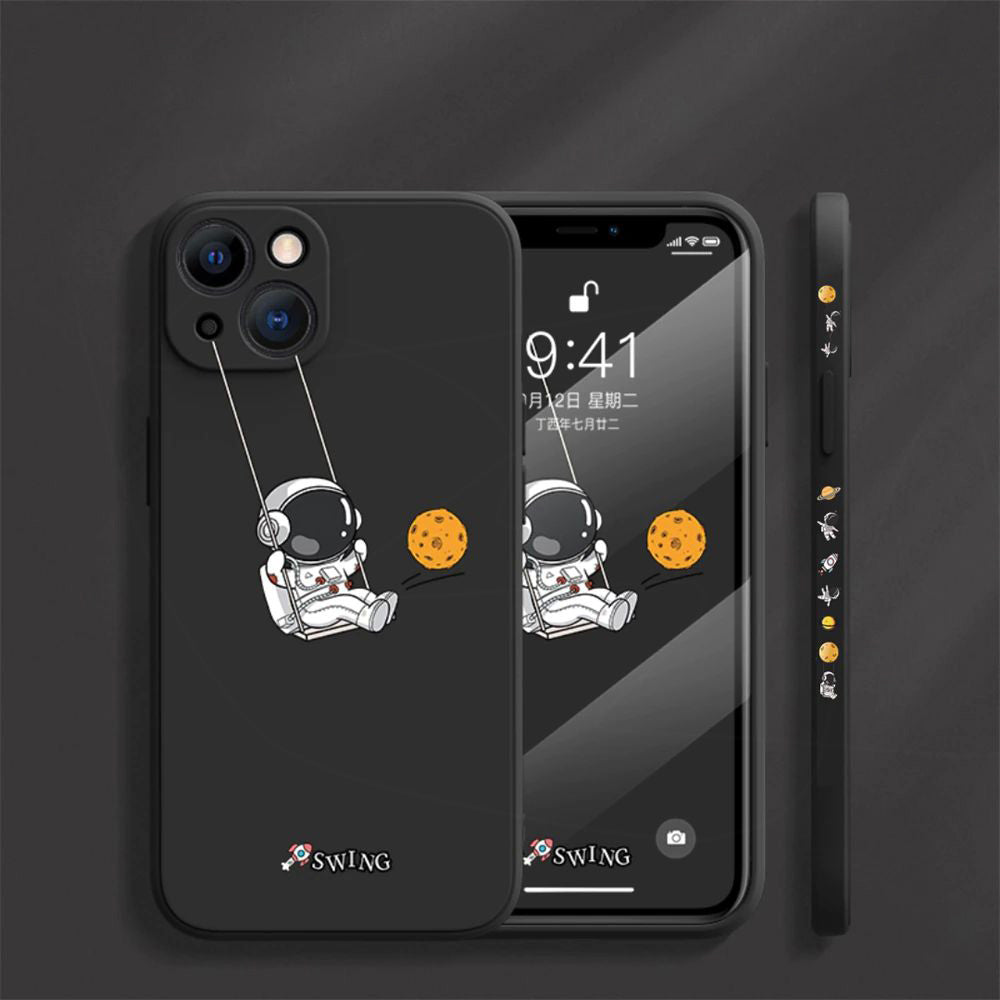 Swing Astronaut iPhone Case, for iphone 14 13 12 11 Pro Max Plus