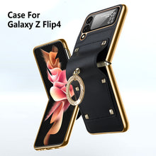 고급 링과 가죽 보호대가 포함된 Galaxy Z Flip 4 케이스