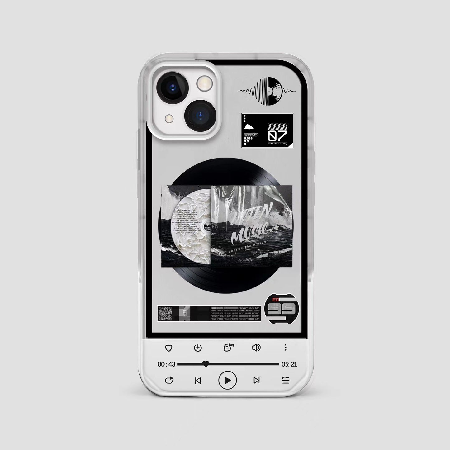 Classic retro vinyl record invisible stand phone case for iphone 14 13 12 11