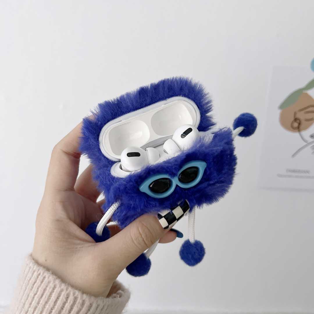 Hairy cute Airpods Case with glasses, For Airpods Pro 3 2 1