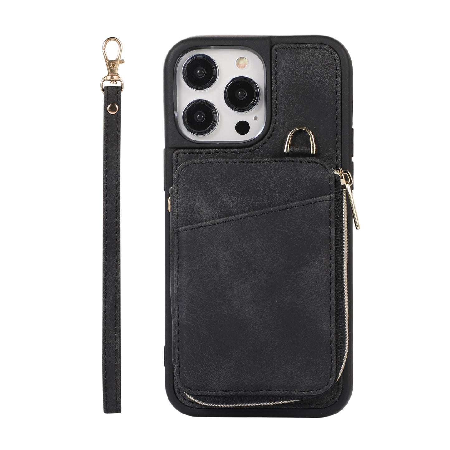 Zipper Wallet iPhone Case with Strap