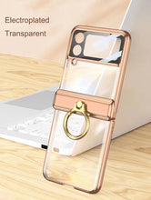 Plating Galaxy Z Flip Case with Luxury Ring, hing part and lens protector